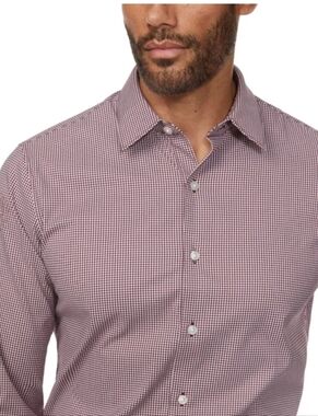 Bonobos Button Down Tech Shirt Slim Fit Long Sleeve Burgandy Micro-check XL